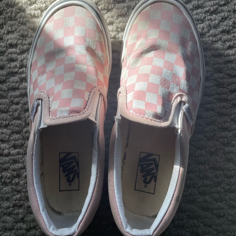 Vans Kids Pink and White Checkered Sneakers